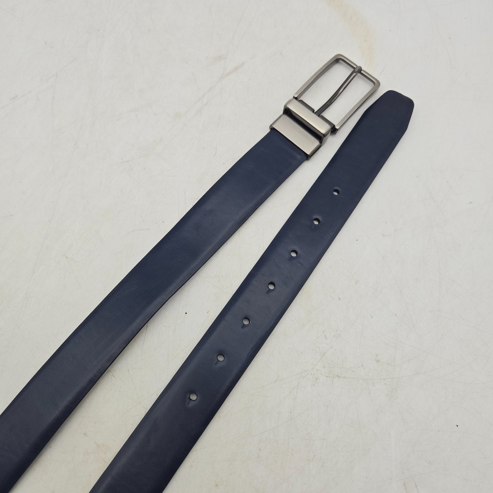 Structure Belt Blue Black Reversible Syn Leather Mens 38 Gunmetal Buckle NWOT